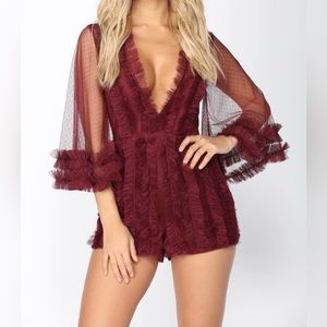 Burgundy ruffle romper